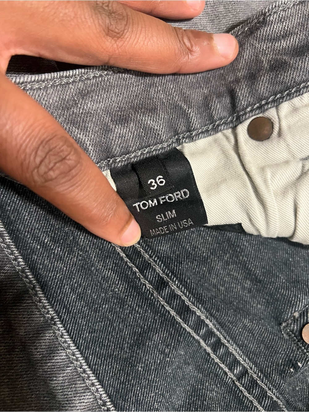Tom Ford Slim Fit Men's Gray Jeans - Size 36